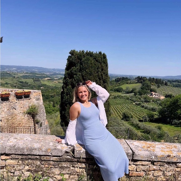 Light Blue Ribbed Knit Maxi Dress - Picture 4 of 4